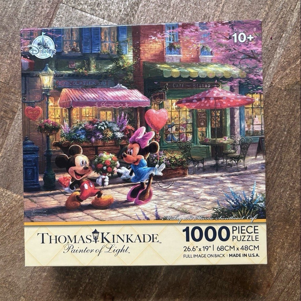 DISNEY PARKS THOMAS KINKADE PUZZLE Micky and Minnie Sweetheart Cafe